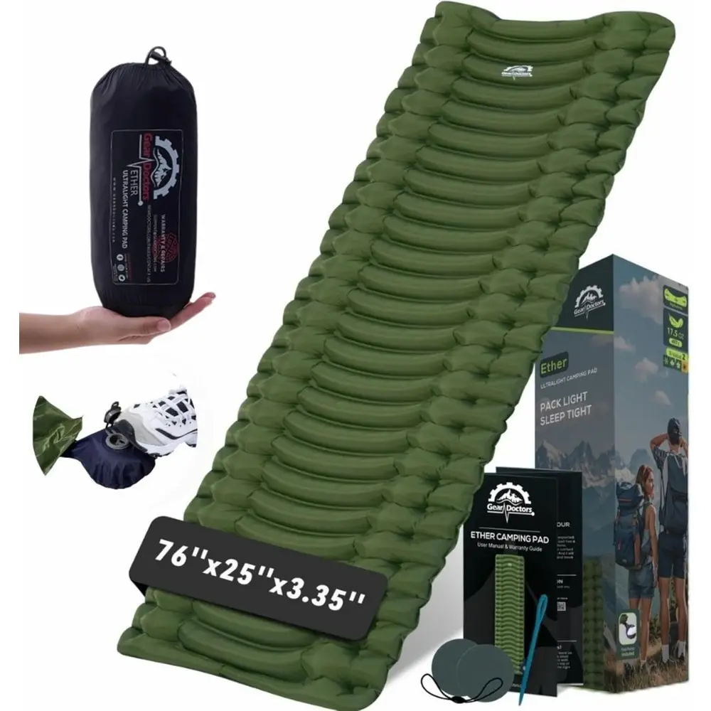 

Ultralight Camping Sleeping Pad – Backpacking Air Mattress – Compact Inflatable Mattress for Comfortable Outdoor Hiking, Tent, T