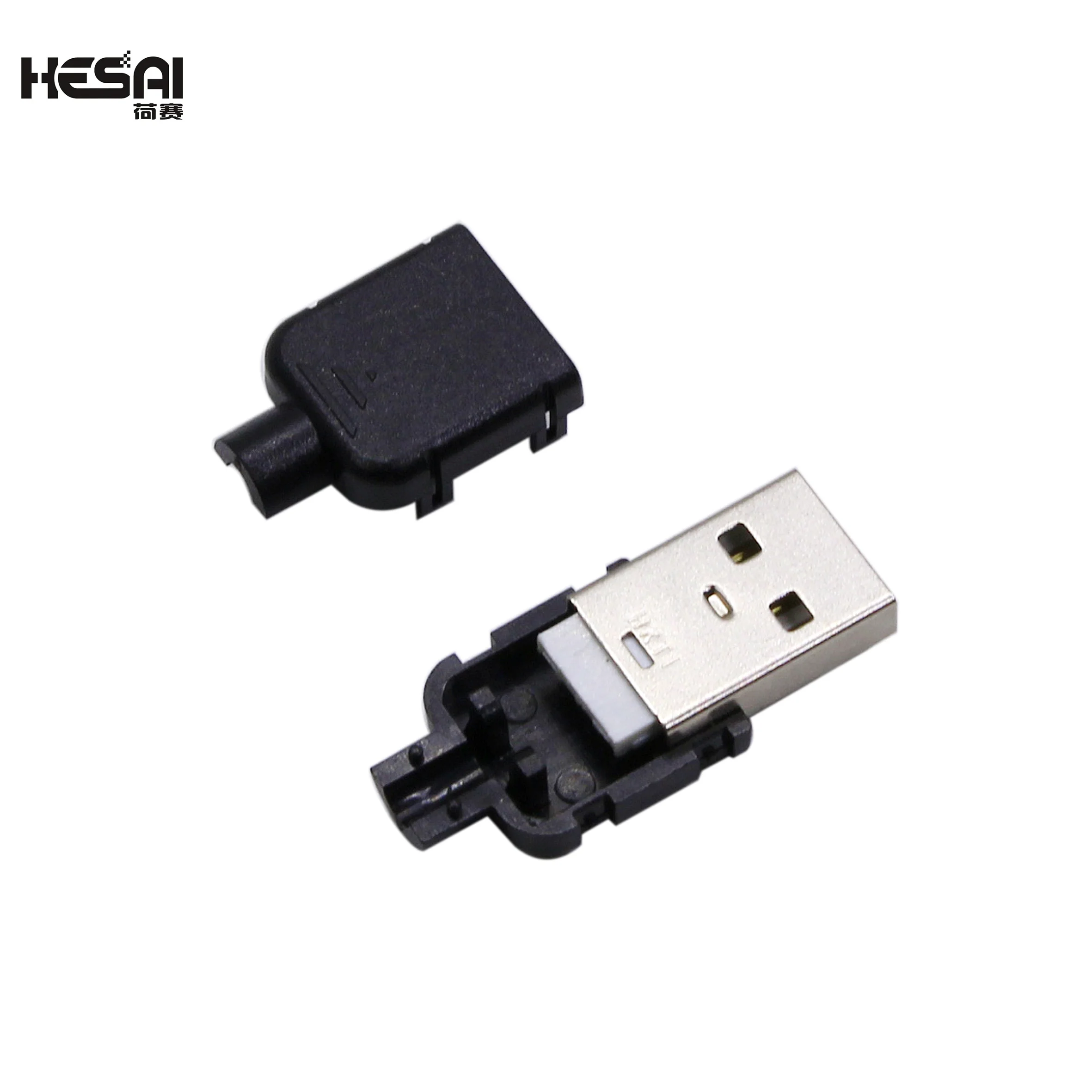 10 Sets DIY USB 2.0 Connector Plug A Type Male 4 Pin Assembly Adapter Socket Solder Type Black Plastic Shell For Data Connection