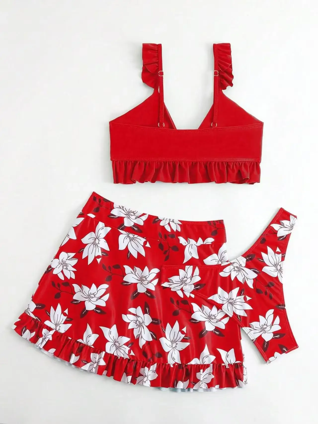 3 Pieces Push Up Bikini 2025 High Waist Swimsuit & Skirt Sexy Ruffle Swimwear Women Bathing Swimming Swim Suit Female Beachwear