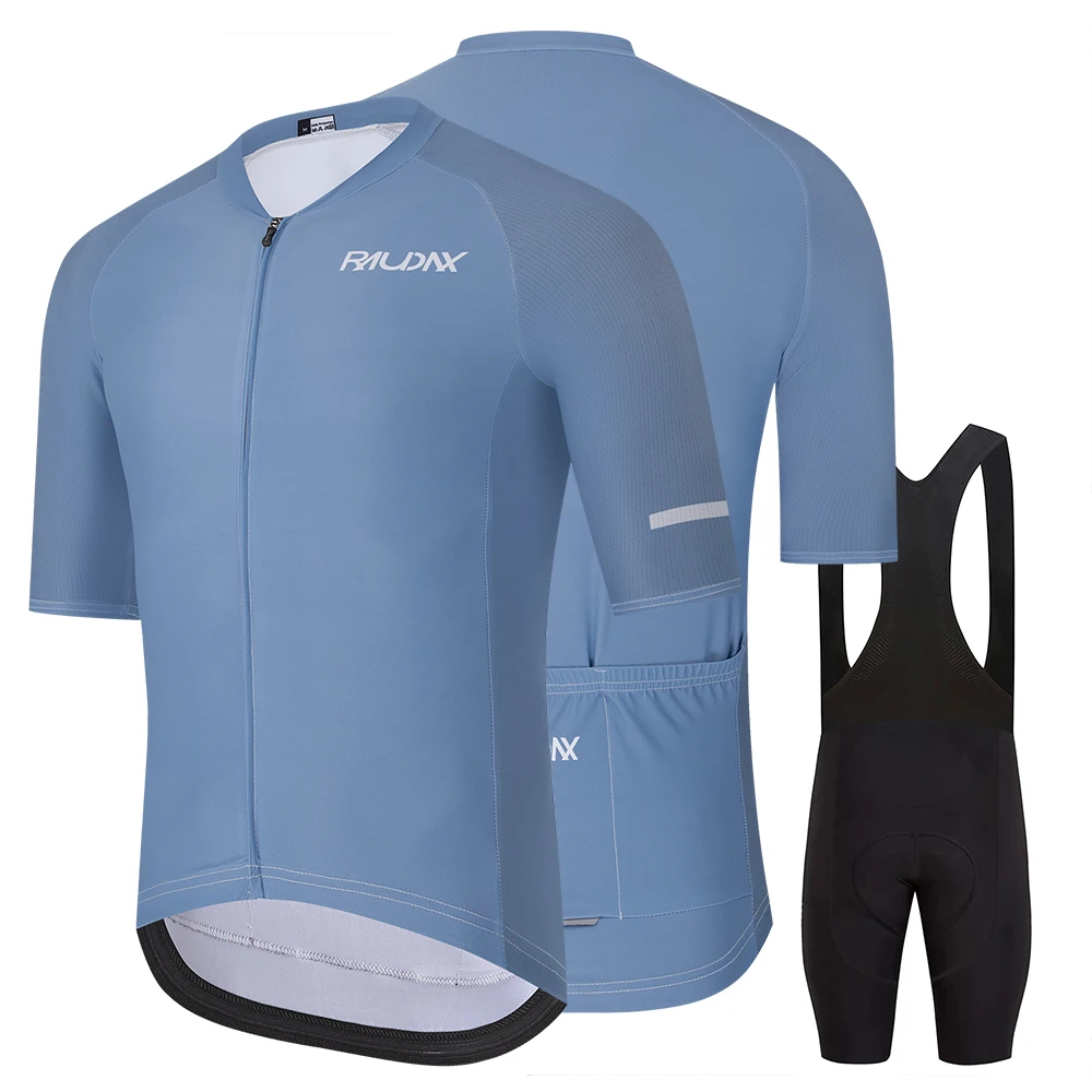 RAUDAX ensemble de maillot de cyclisme à manches courtes pour hommes avec cuissard à bretelles vêtements de vélo vtt uniforme de vélo Ropa Ciclismo de haute qualité