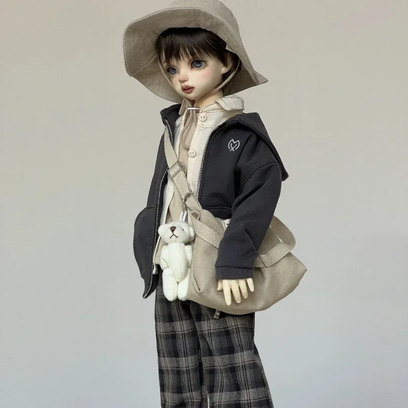 1/4 poppenkleding pak voor 45 cm Bjd pop speelgoed hoed + jas + binnenlaag + shirt + broek of shorts + sokken + tas popaccessoires, geen pop