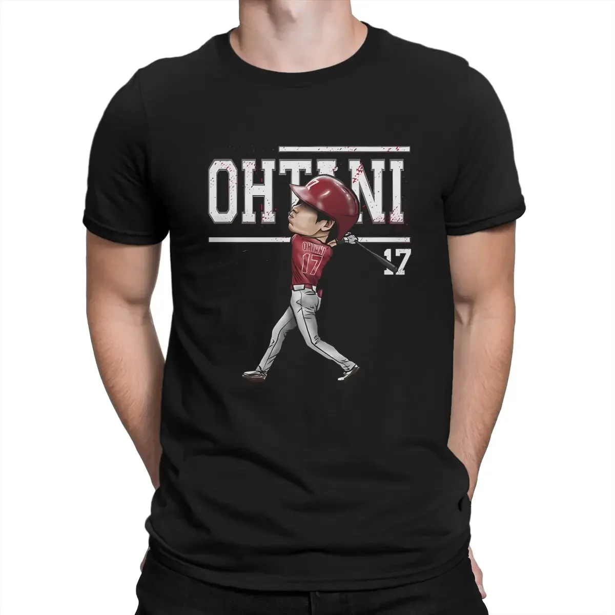 Shohei Ohtani Cartoon T-Shirts for Men Shohei Ohtani Leisure 100% Cotton Tee Shirt Crewneck Short Sleeve T Shirt Unique Tops