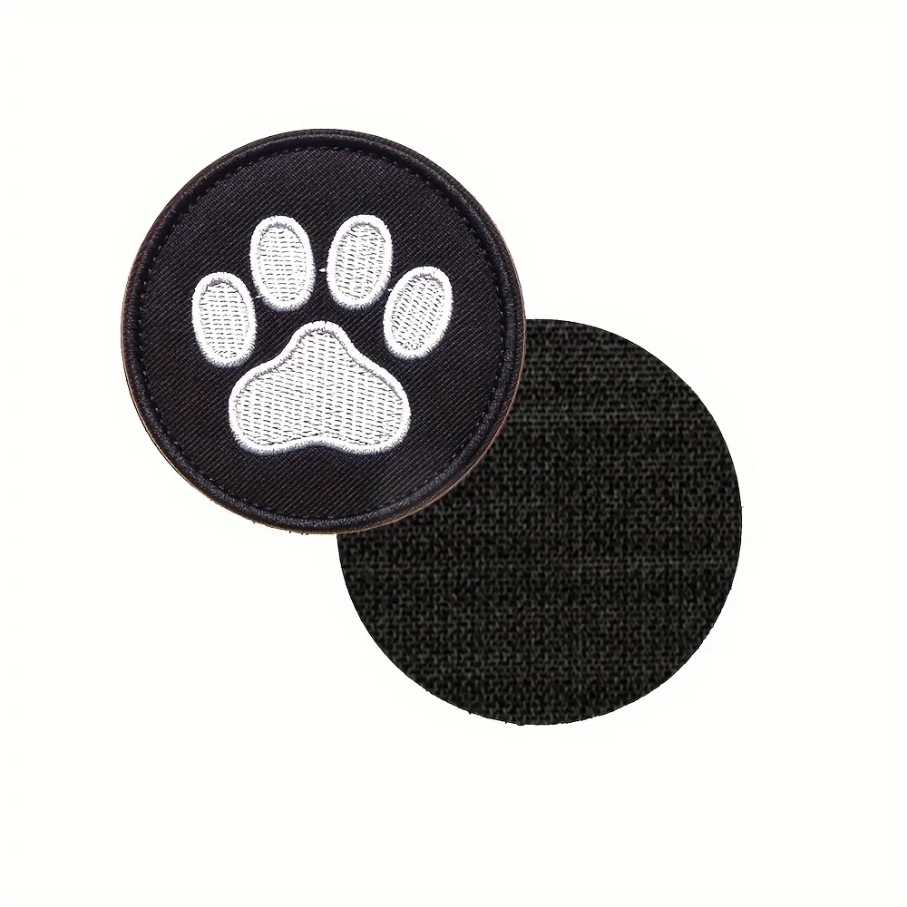 Black & White Paw Print Cute Pet Embroidered s Patch Morale, Tactical Hook & Loop Fastener for Backpacks, Bags Military