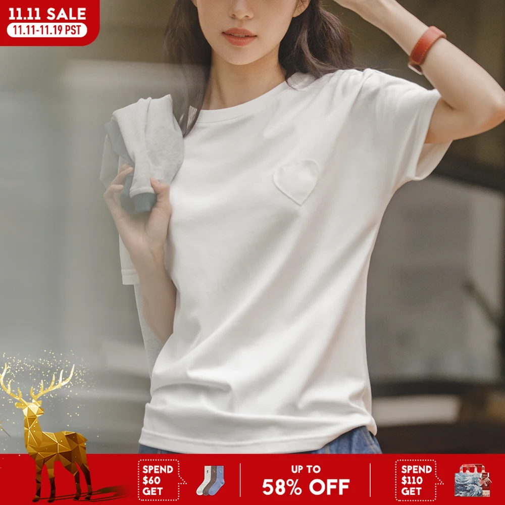 

Maden Women Casual Ice T-shirts Summer Basic O-Neck Short Sleeve Top Female White Tees Cool Breathable T Shirts