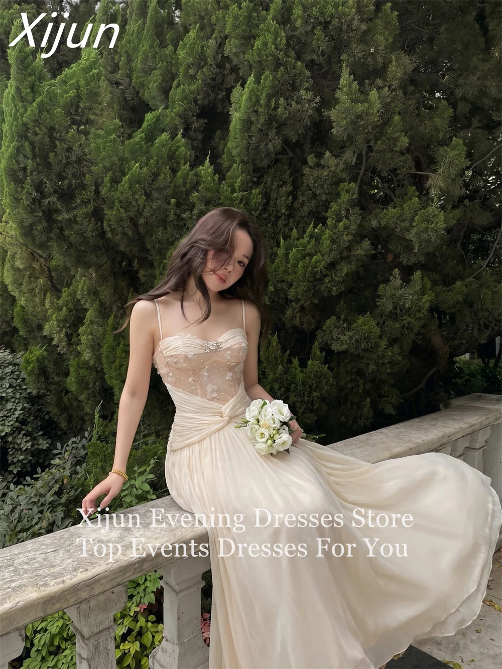 LORIE Modern Style A-Line Wedding Dress Spaghetti Strap Women's Wedding Dresses Crystal Sleeveless Bridal Gown 2026 Customized