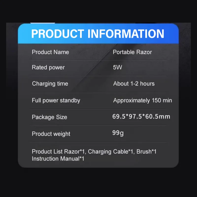 Мужская портативная электрическая мини-бритва с роторной колонной