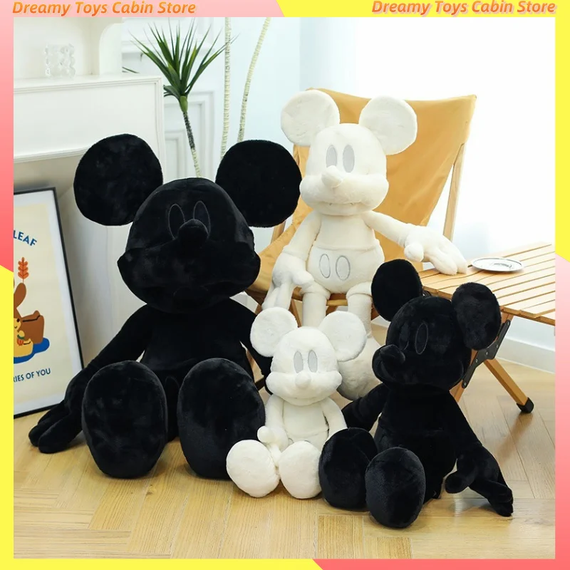 60-120cm Mickey Minnie Mouse Black White Large Plush Toy Cartoon Couple Kawaii Cloth Soft Filled Dolls Children Birthday Gifts