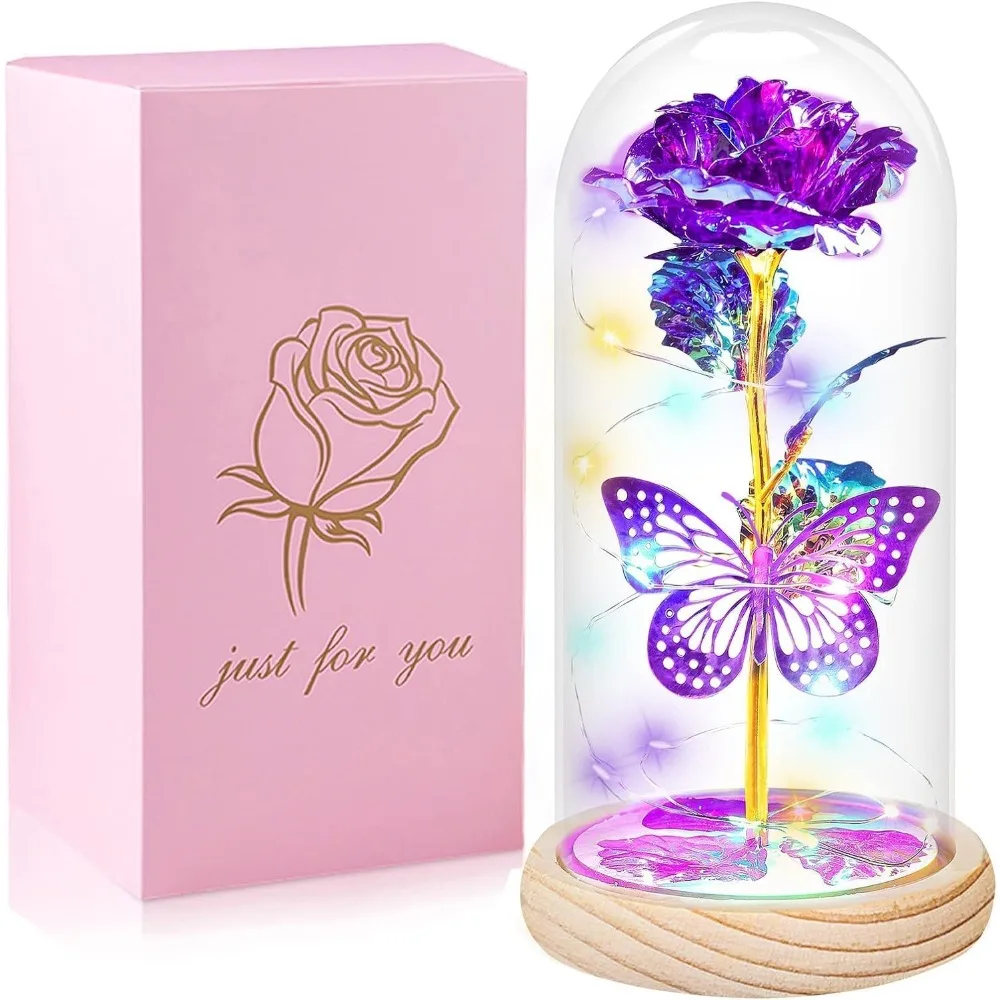 

Valentine's Day Gift for Her, Purple Butterfly Rose Valentine's Day Anniversary Gift