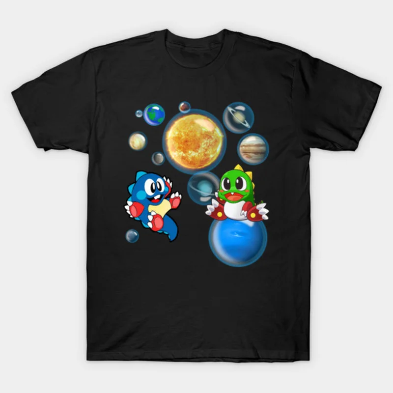 Retro Pixels Game Bubble Bobble Gift T-shirt for Arcade Gamer 0810 Cute Cartoon Dinosaurs  Graphic Clothes All Size Tops S-6XL