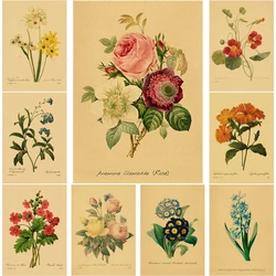 53 Kinds of Flowers Illustrations Retro Poster Prints Vintage Rose Aesthetic Home Room Cafe Bar Kitchen Art Wall Decor Painting
