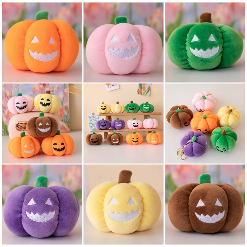 1Pc 10CM Cartoon Colorful Christmas Pumpkin Plush Toys Funny Night Light Pumpkin Pendant Dolls Cute Xmas Gift Halloween Decor