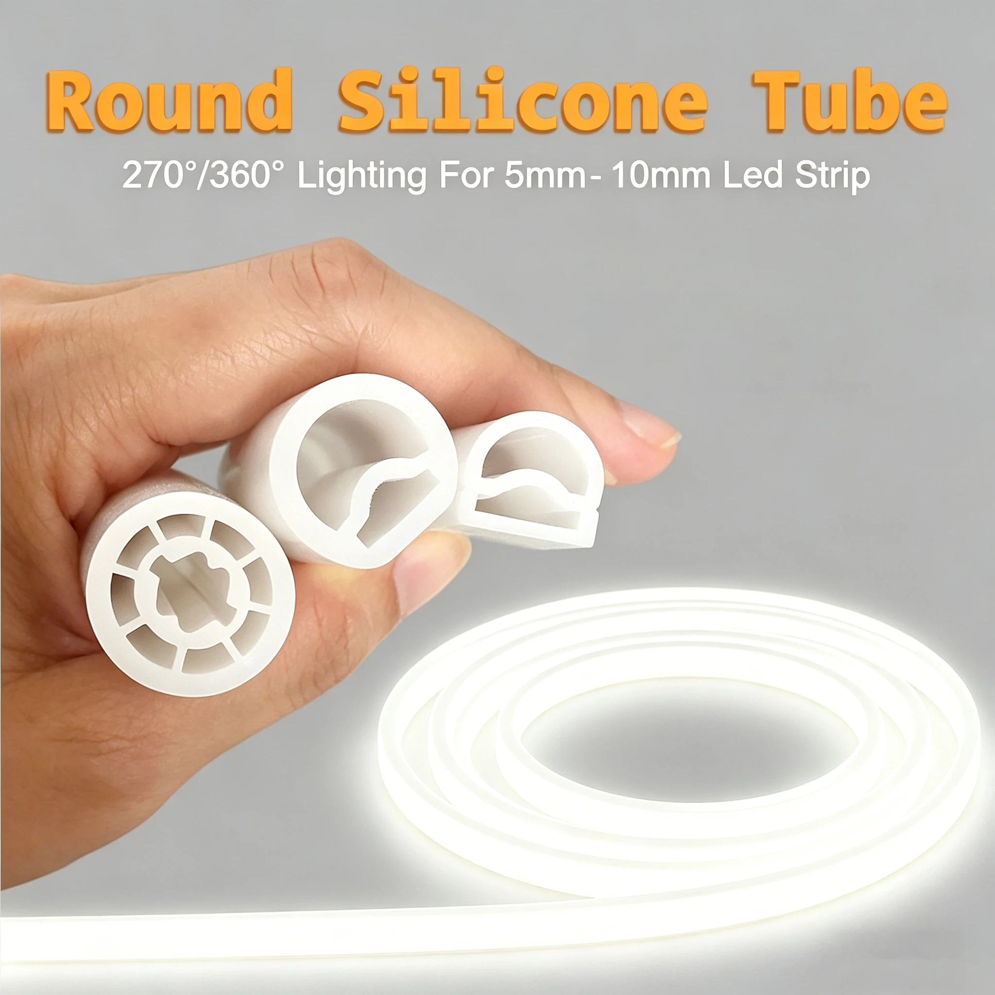Flexible LED Neon Silicone Strip IP67 Waterproof 360 Degrees Round Tube Silica Gel Rope Light DIY Chandelier Linear Lighting