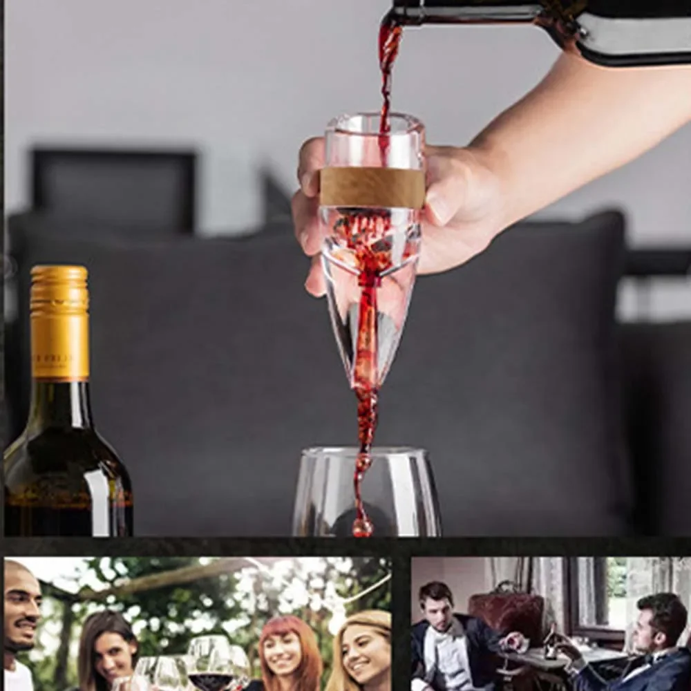 

Wine Decanter Pourer With Filter and Base Quick Sobering Red Wine Whisky Aerator Dispenser Professional For Bar Party Kitchen