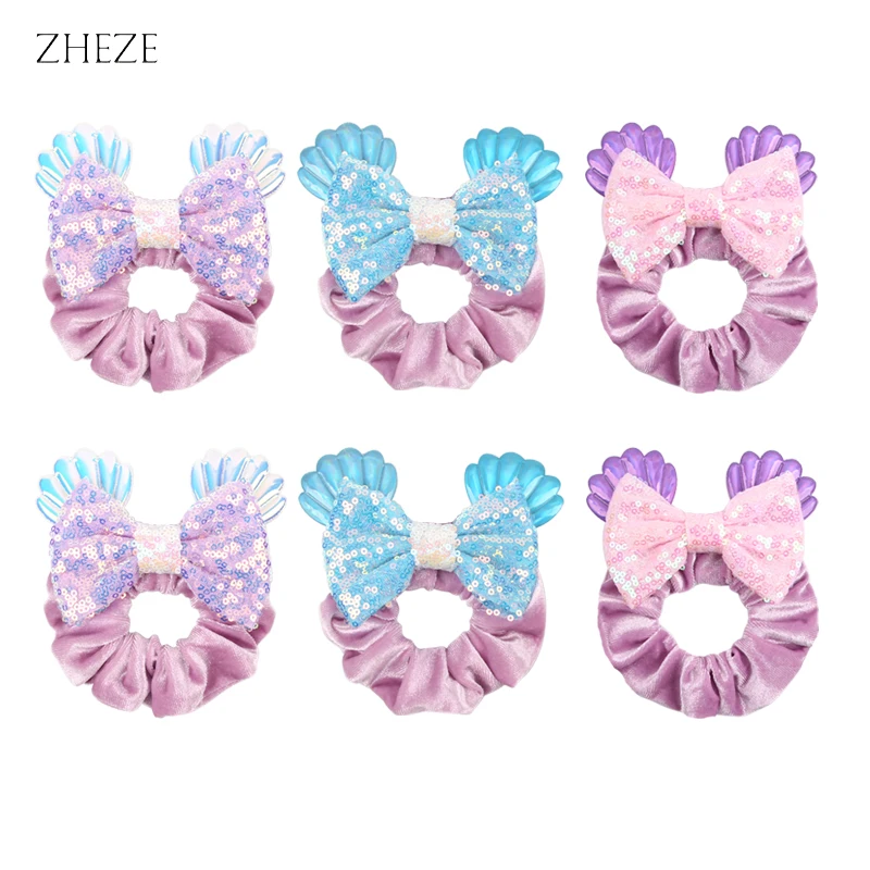 NEW Glitter Shell Elastic Hairband For Girls Shiny 4