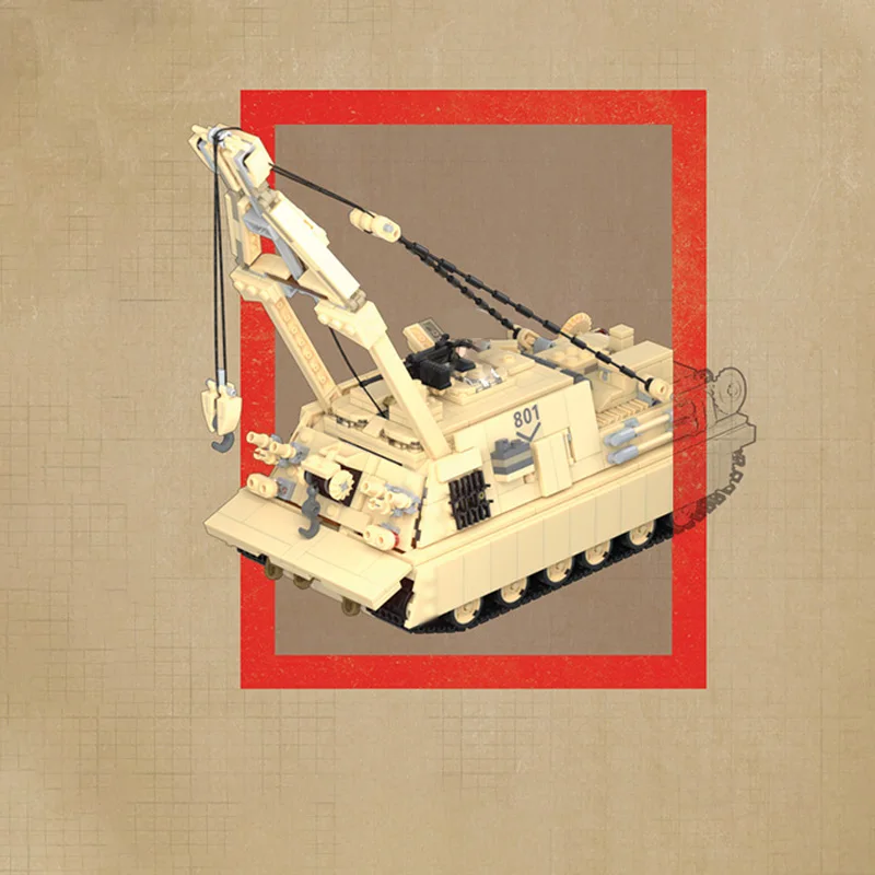 M88A2 Tracked Armored Car Model MOC Building Bricks War Equipment Modular Technology Gifts Holiday Assemble Children Toys Suit