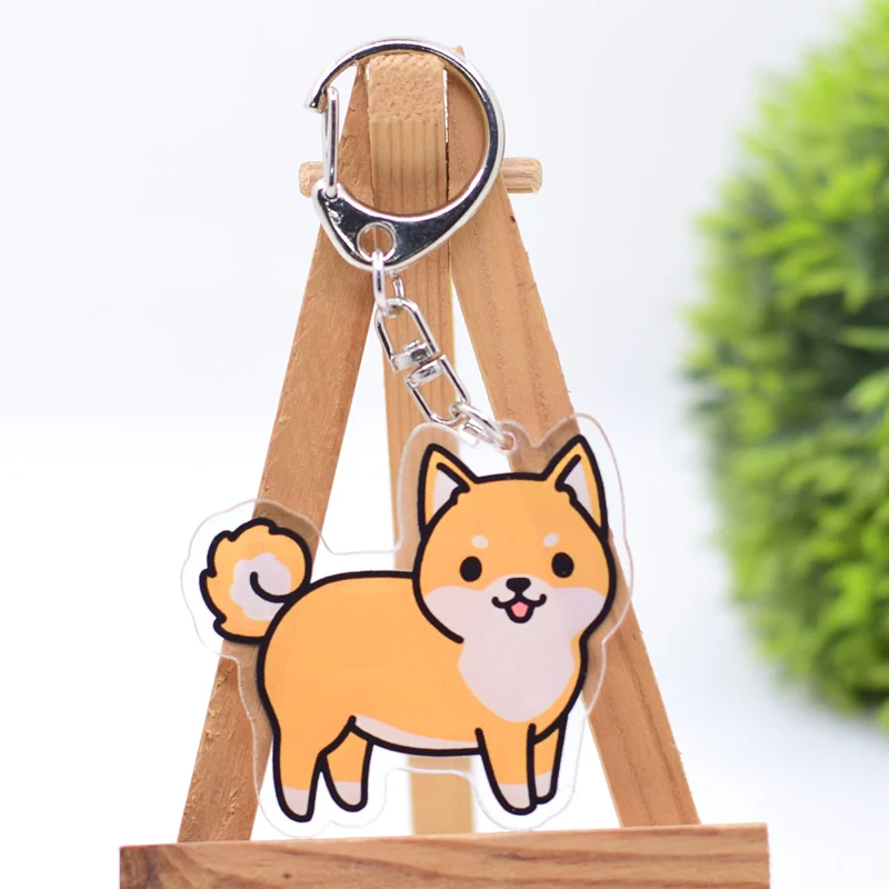 Cute Dogs Keychain Arcylic Cartoon Figures Keyrings  Accessories Kids Gift