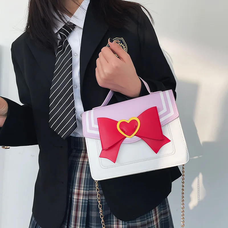 Periferiche anime giapponesi simpatico cartone animato ragazza magica arco contrasto colore pu borsa a tracolla borsa da donna personalità