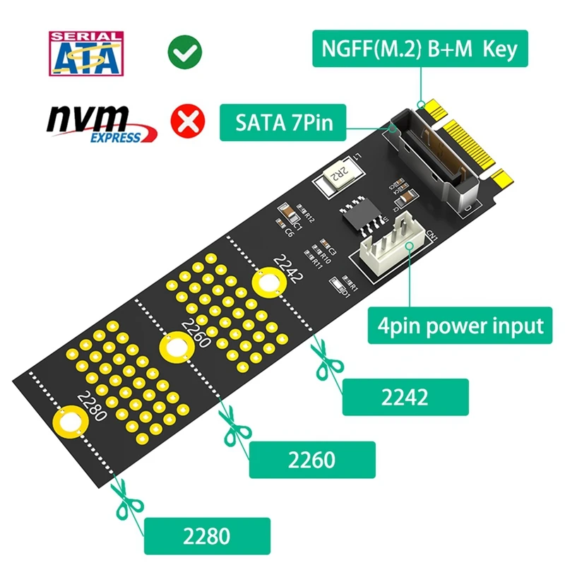NGFF(M.2) Key B+M /B To SATA 2.5Inch Adapter-AT81