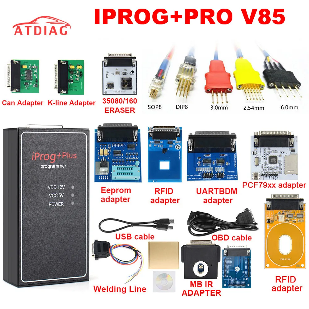 Iprog Pro V87 with Full Adapters Auto ECU Key Programmer Tool Replace Carprog/Digiprg