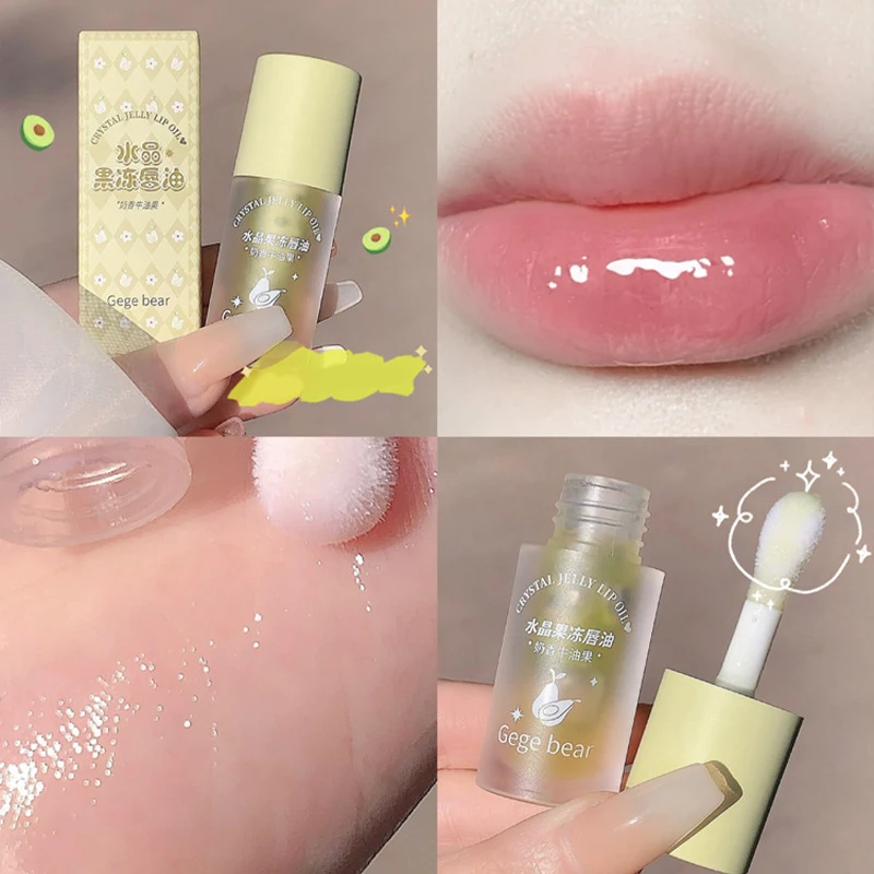 Fruity Crystal Jelly Lip Oil Lipstick Hydrating Plumping Lip Coat for Clear Lip Plumper Serum Tint Lips Care Makeup Cosmetic