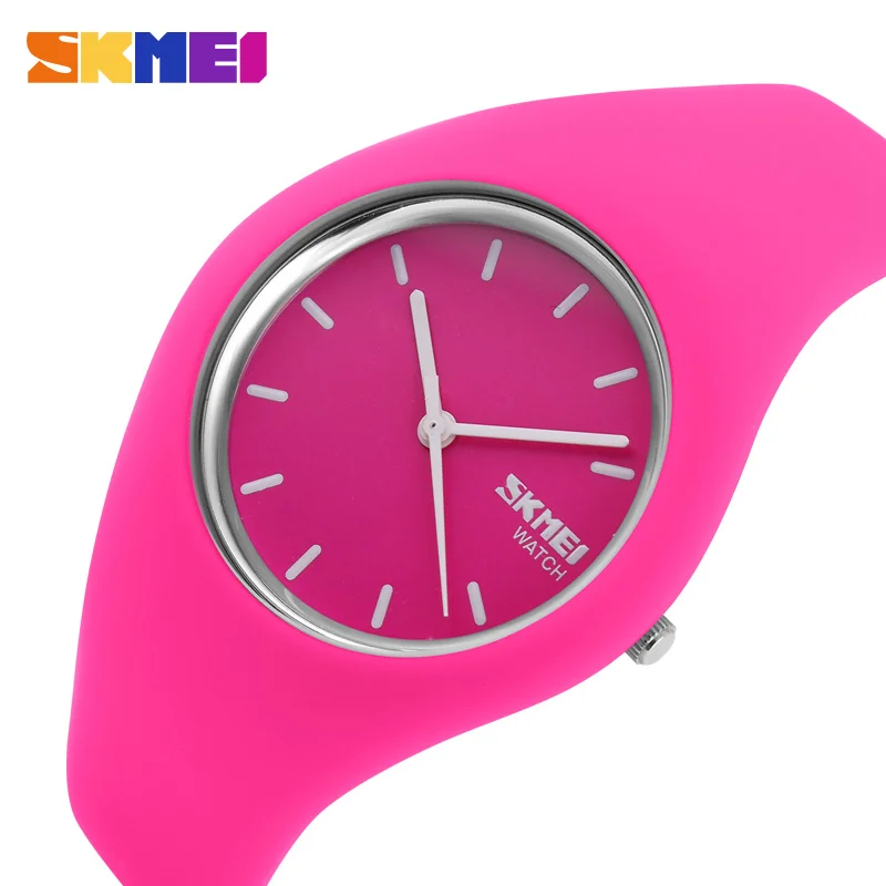 SKMEI 9068 Casual Watch Female Gift Women Watches Man Silicone Strap 3Bar Waterproof Clock Quartz Wristwatches For Lady Fashion