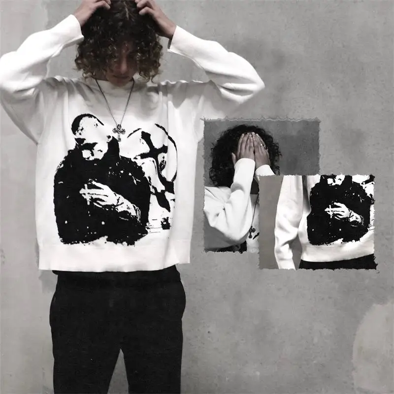 

Y2K sweaters Harajuku pullover women winter American knitwear Embroidery anime pattern oversized sweater streetwear lovers top