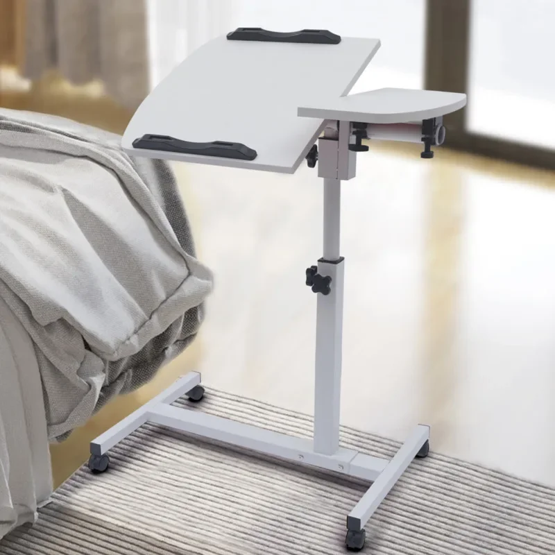 Simple Laptop Sofa Desk Mobile Rolling Adjustable Height Angle Overbed Food Tray Stand