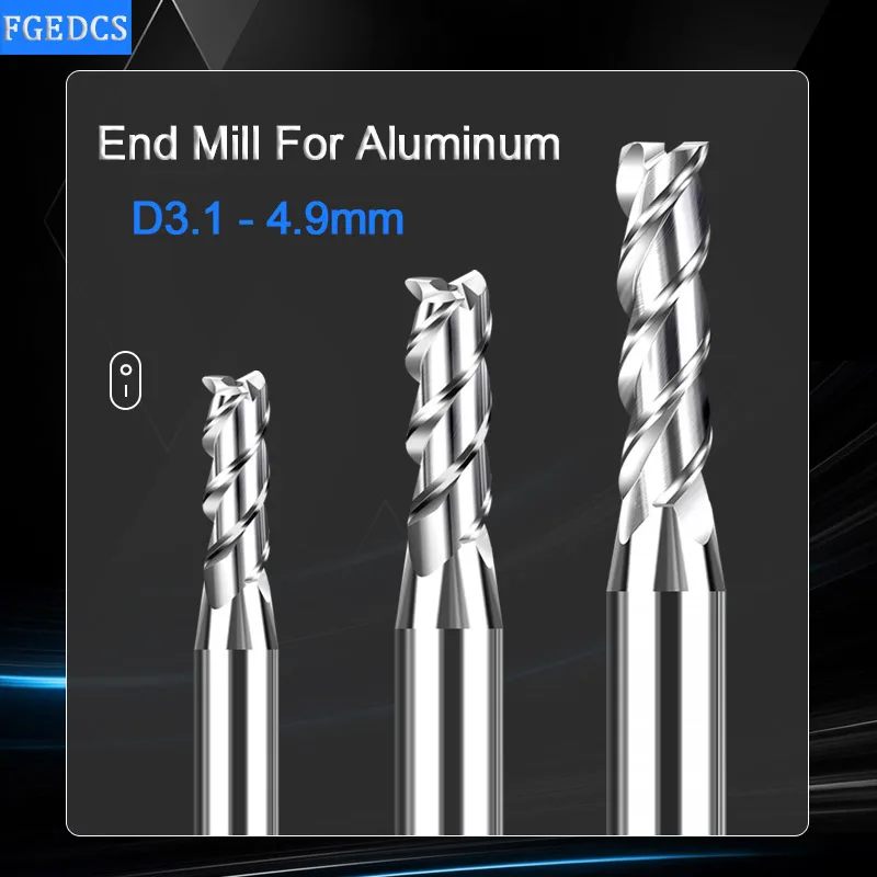 3 Flute End Mill Aluminum 3.2mm 3.3 3.4 3.6 3.7 3.8 3.9 4.1 4.2 4.3 4.4 4.6 4.7 4.8 4.9mm Decimal Point Milling Cutter CNC Tools