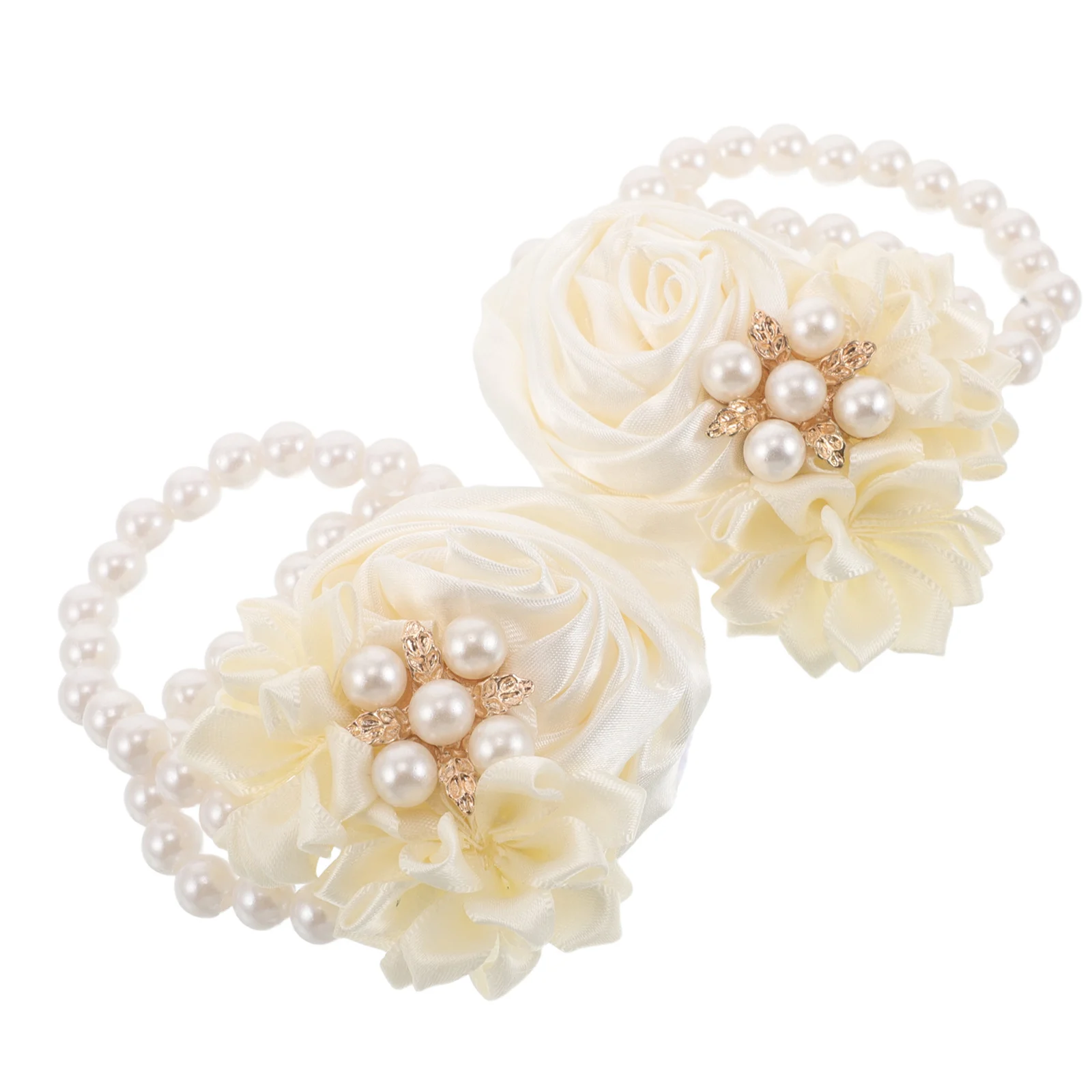 

2Pcs Wedding Wrist Corsage Artificial Flower Bracelet Elegant Bridesmaid Floral Accessory Party Prom Corsage Bracelet Wrist