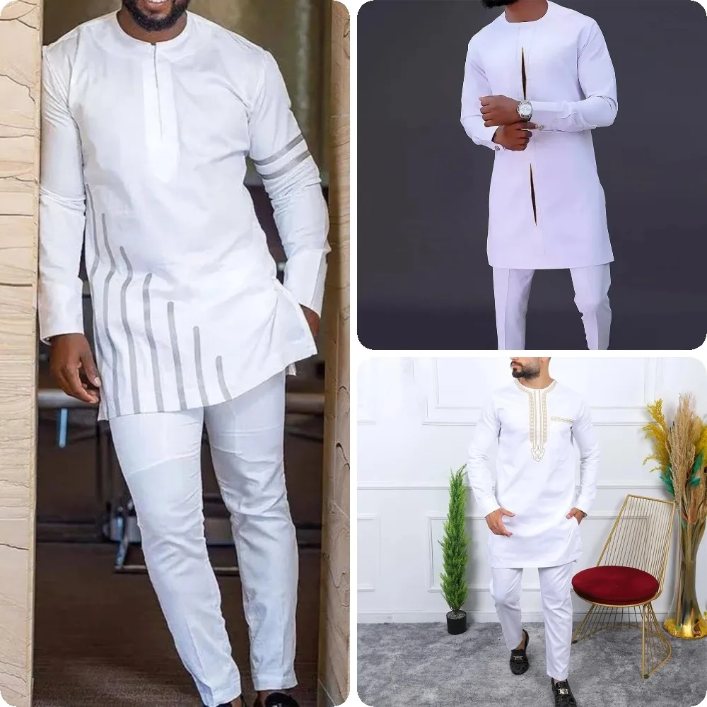 

Dashiki African Men's Sets Casual Long-sleeved Top Pants National Style Ethnic Clothing OUtfits 2-piece Suits Gentleman Costumes