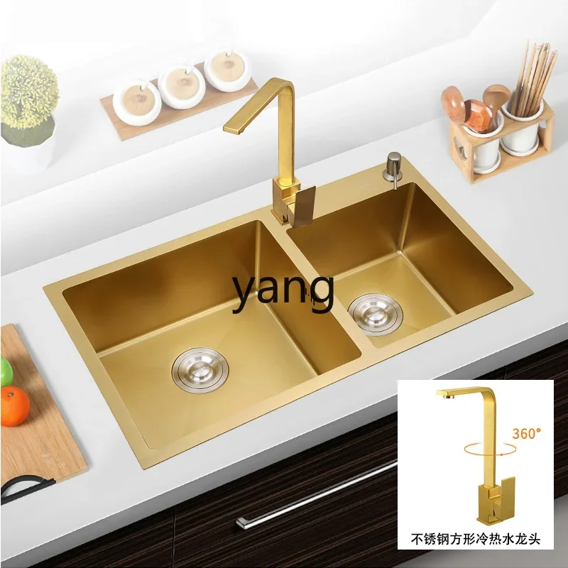 حوض المطبخ المنزلي السميك يدويًا من الفولاذ المقاوم للصدأ من LMM تحت غسالة الأطباق