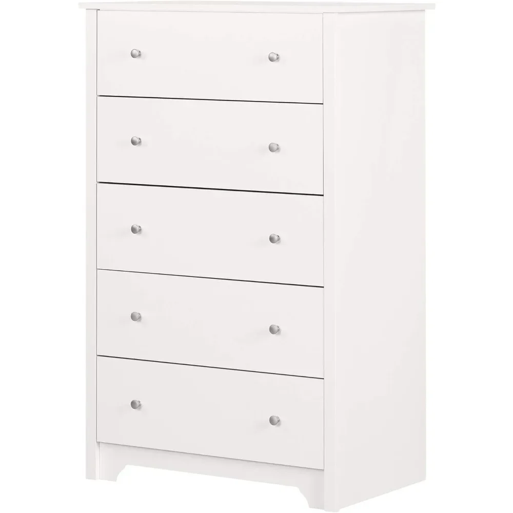 Drawer Dresser, Pure White with Matte Nickel Handles, Home Furniture Living Room Bedroom Storage Cabinet Dresser