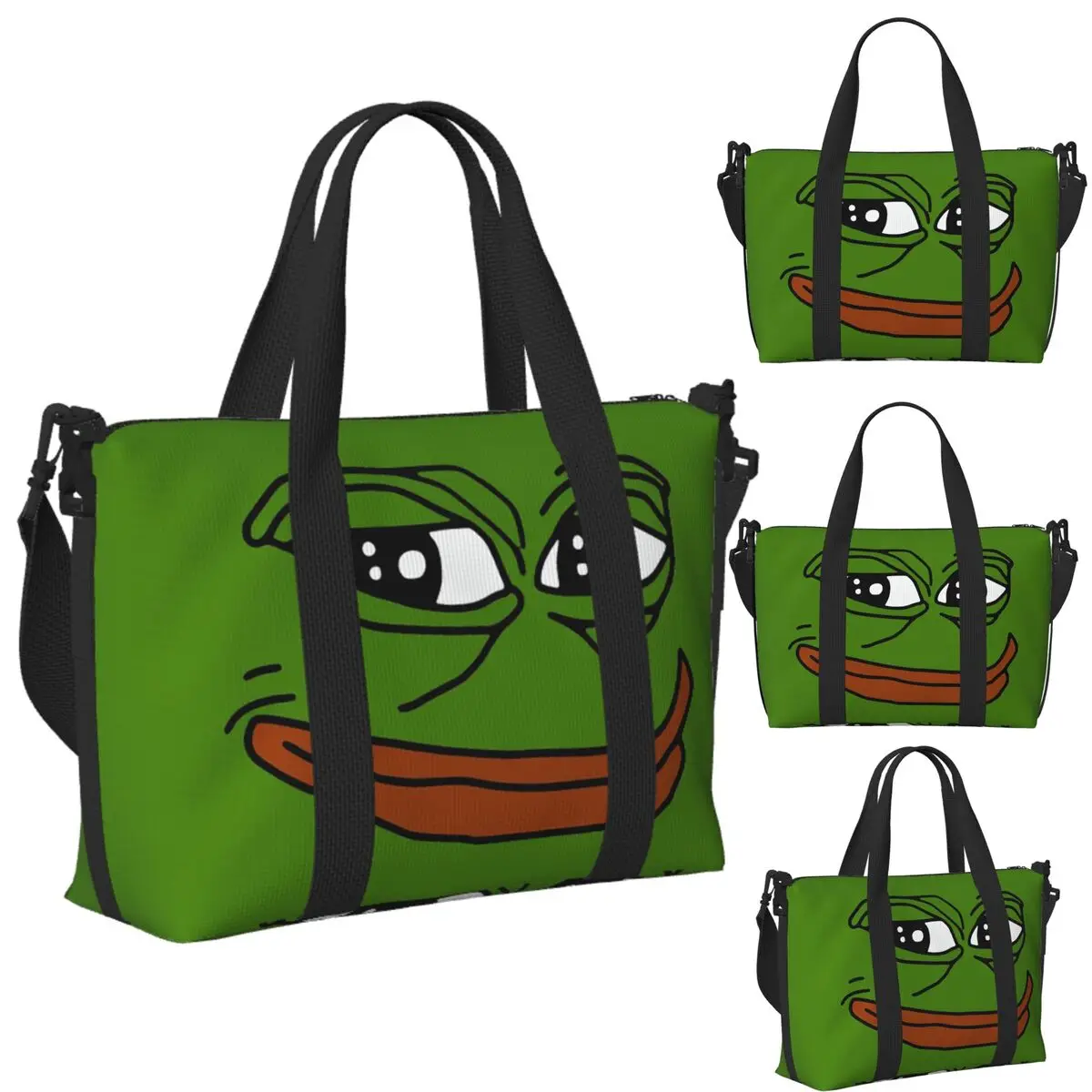 

Пользовательские Pepe The Frog Peepo Emote Пляжная дорожная сумка Большая вместительная сумка-тоут для спортзала Спортивная женская дорожная сумка для покупок