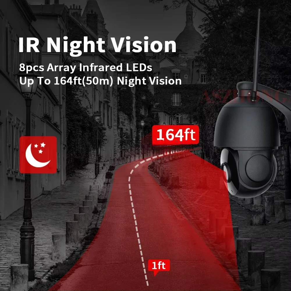 4K HD 8MP اللاسلكية WIFI الأمن IP كاميرا شبكة مراقبة 5X التكبير HD PTZ في الهواء الطلق مراقبة المنزل كاميرا بشكل قبة CCTV 50M IR للرؤية الليلية #4