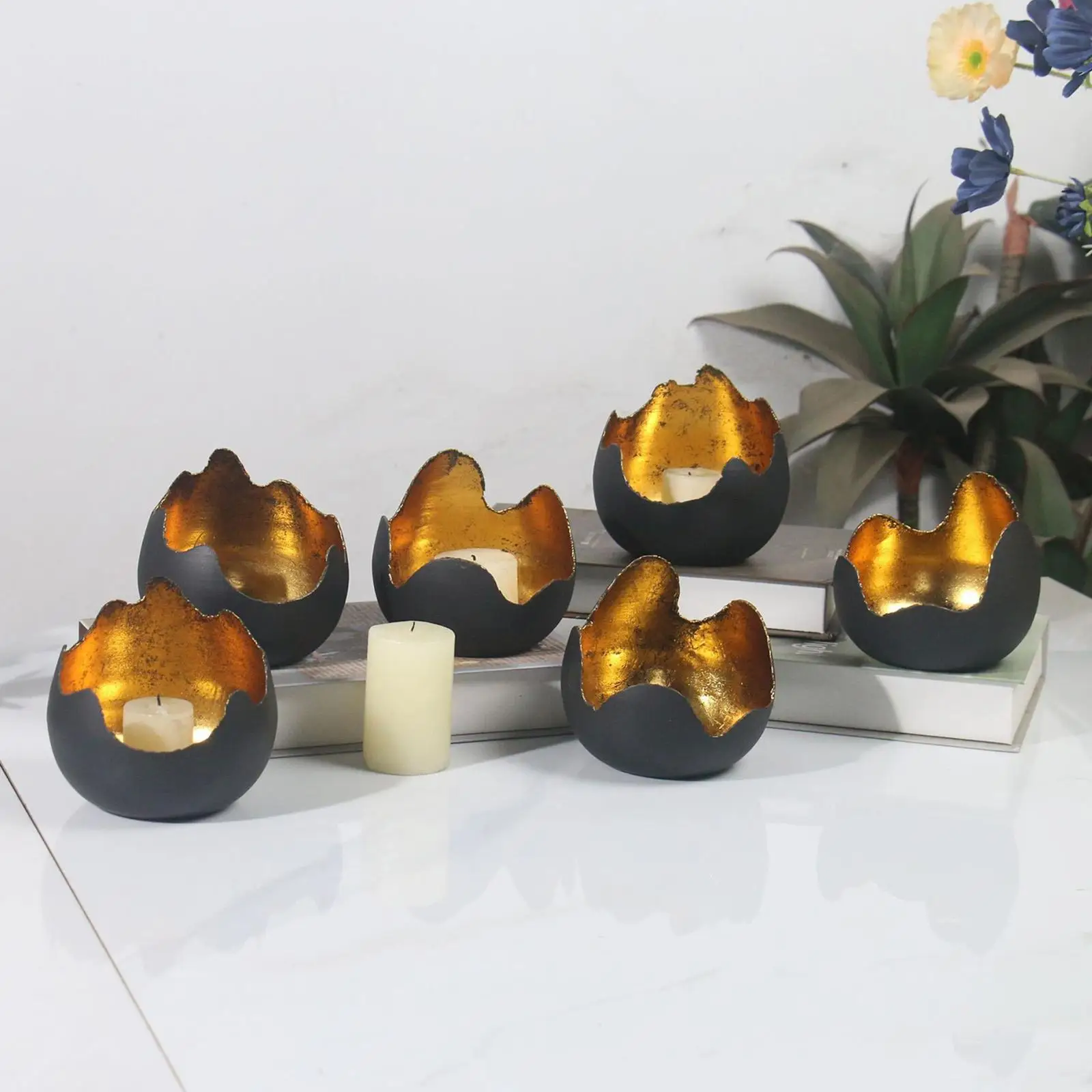 Candlestick Holder European Iron Centerpiece Candle Base Creative Eggshell