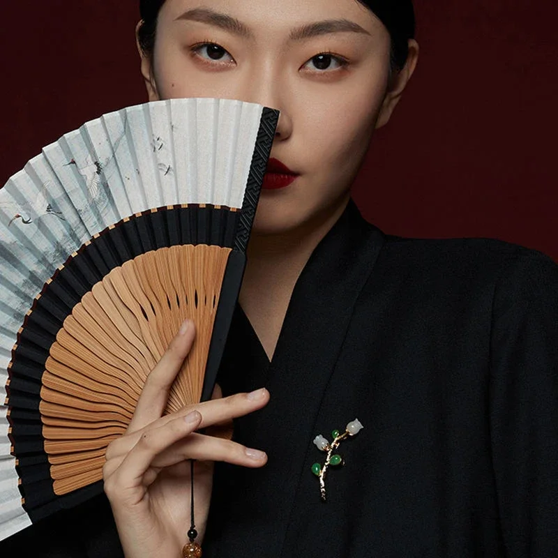 بروش العقيق الأخضر من اليشم الهيتي الطبيعي ، على الطراز الصيني ، شيونغسام طازج ، إكسسوارات زهور الصدر ، وردي ، تصميم ملهم #6