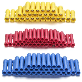 50/100 Uds BV1.25 BV2.5 BV5.5 conector a tope de cable recto aislado tubo de cobre eléctrico juego de terminales de engarzado de prensa en frío