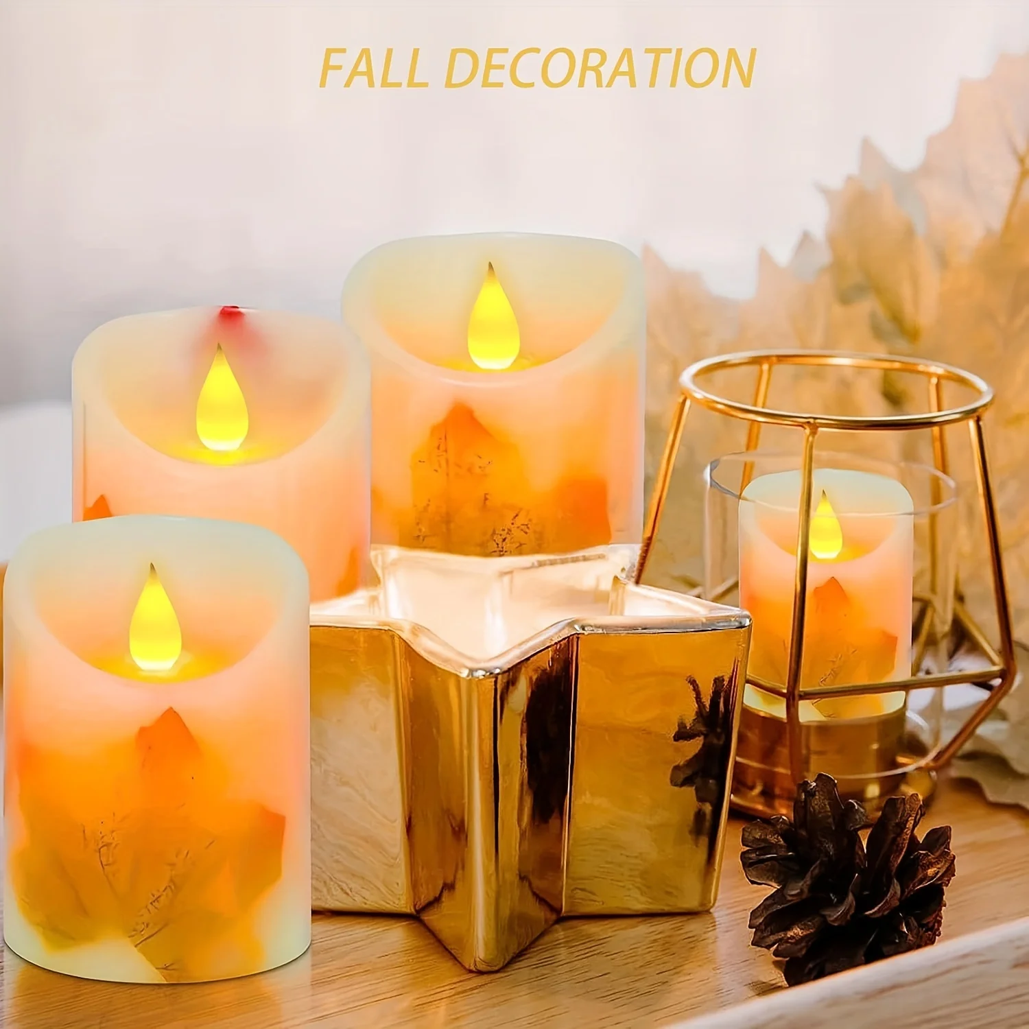 LED Electric Candle Lamp Swing Flameless Candles Battery Powered Candles for Thanksgiving Halloween Fall Harvest Decor