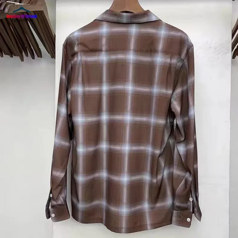 WACKO MARIA Blue Red Brown Check Autumn Shirt Best Quality Mens Womens Casual Brand Hawaii Long Sleeve Shirt