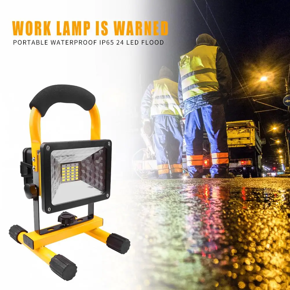 LED Work Lamp 30W 2400LM Waterproof Comfortable Sponge Handle Heat Dissipation 3 Mode Rechargeable Flood Lamp Battery Cable