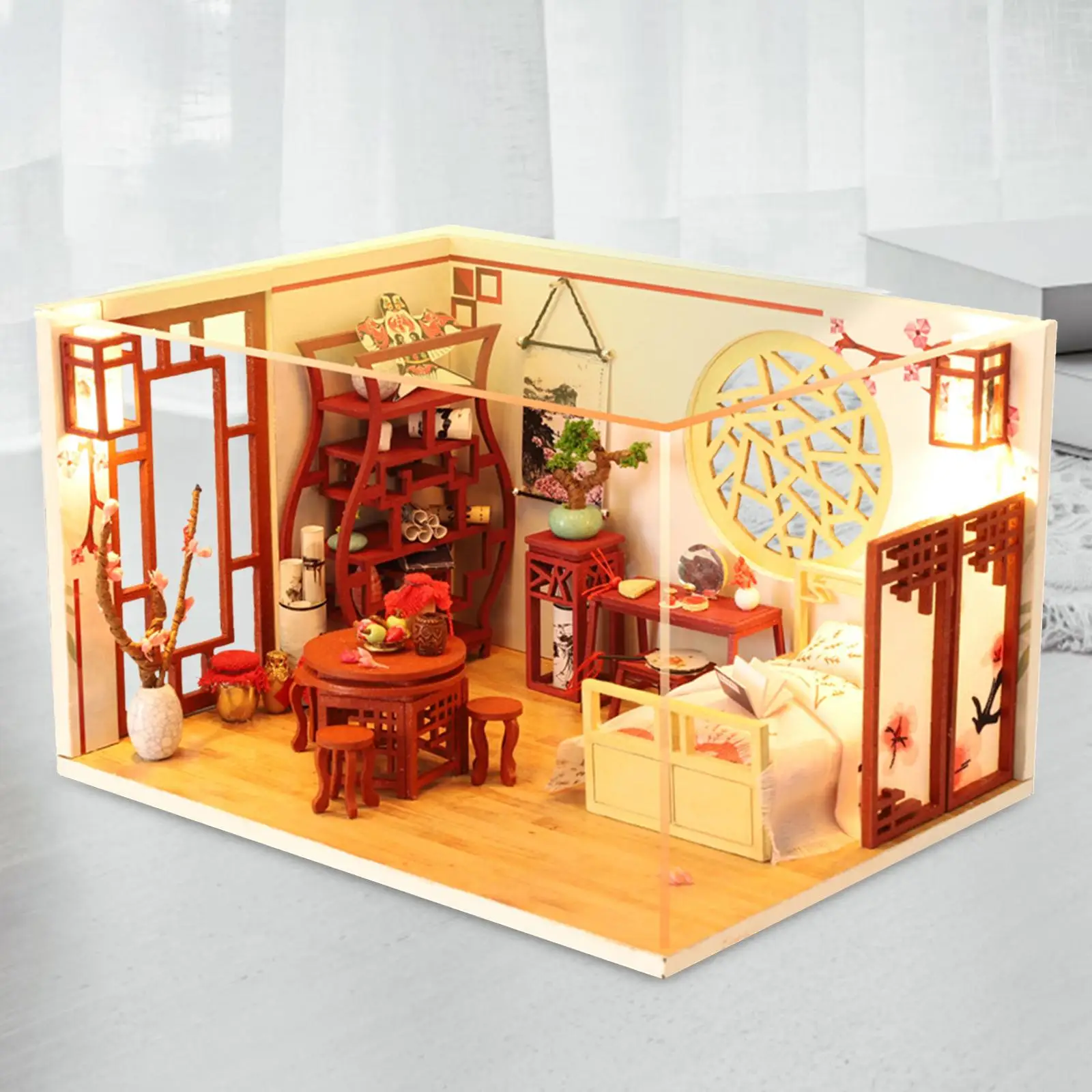 DIY Miniature Dollhouse Kits with Furniture Woodcrafts Toy Handmade Mini House Model Toy for Children Adults Teens Girls Gifts