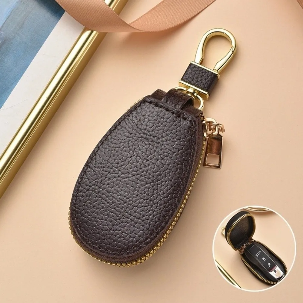 Luxury Car Key Bag Zipper Closure Large Capacity Mini Storage Bag Multifunctional Protection Cover Leather Key Case Daily Use