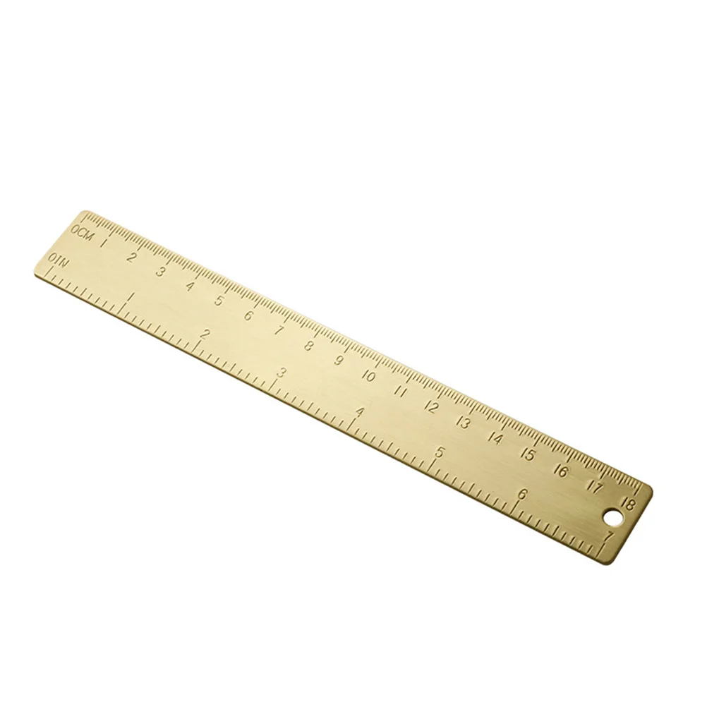 Brass Straight Ruler 15Cm Double Scale Measuring Tool Bookmark For Drawing Drafting Supplies Retro Metal Gold Ruler Instrument