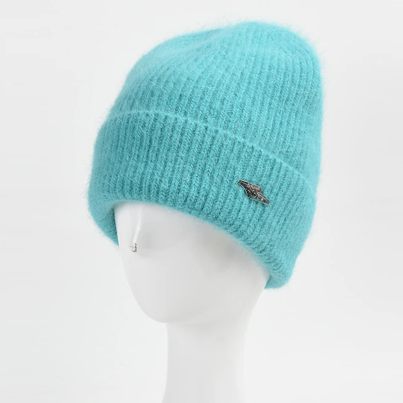 Hat Angora Women Winter Knit Beanie Autumn Warm Skiing Accessory For Outdoor Sports