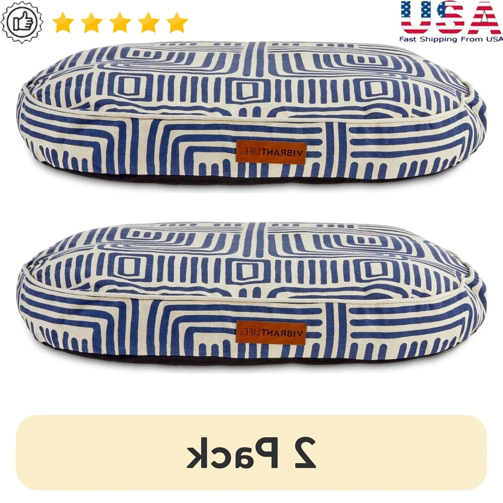 

Oval Pet Bed 2 Pack Comfortable Durry Bed High Loft Machine Washable Eco Friendly Pet Relaxation Space Full Body Support