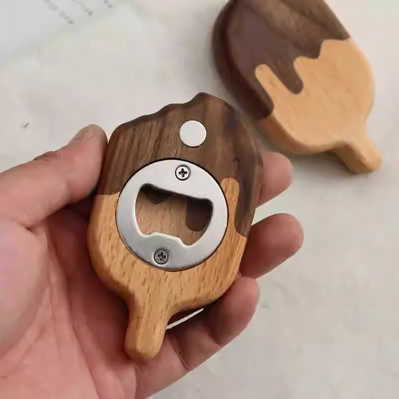 Bottle Opener, Refrigerator Sticker, Magnetic Suction Creative Ice Cream Bottle Opener, Refrigerator Decorative Ornament