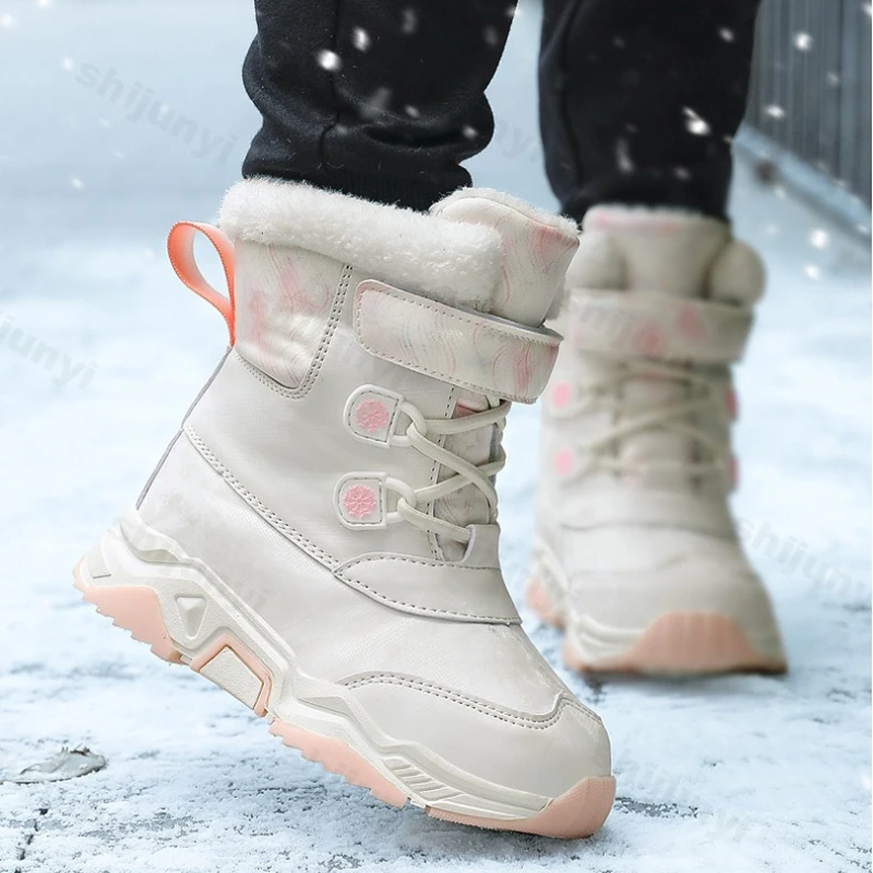 

Children Snow Boots 2025 Winter New Children Cotton Shoes Warm Plush Kids Platform Outdoor High Top Boots Girl Boy Snow Boots