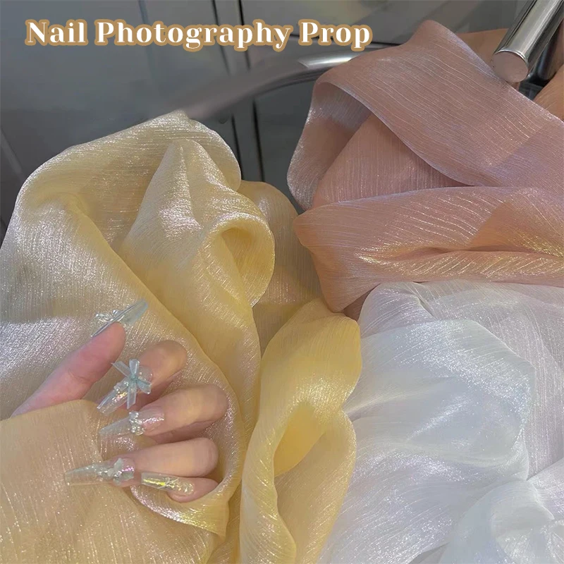 Nail Photography Prop Aurora Flowing Gold Wrinkled Yarn Handheld Decoration Shooting Background Fabric Fritillaria Prop