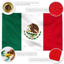 90X150CM Premium Mexico Mexican Flag 3x5 Outdoor Double Sided Embroidered Eagle 210D Nylon Mexican MX National Country Flags