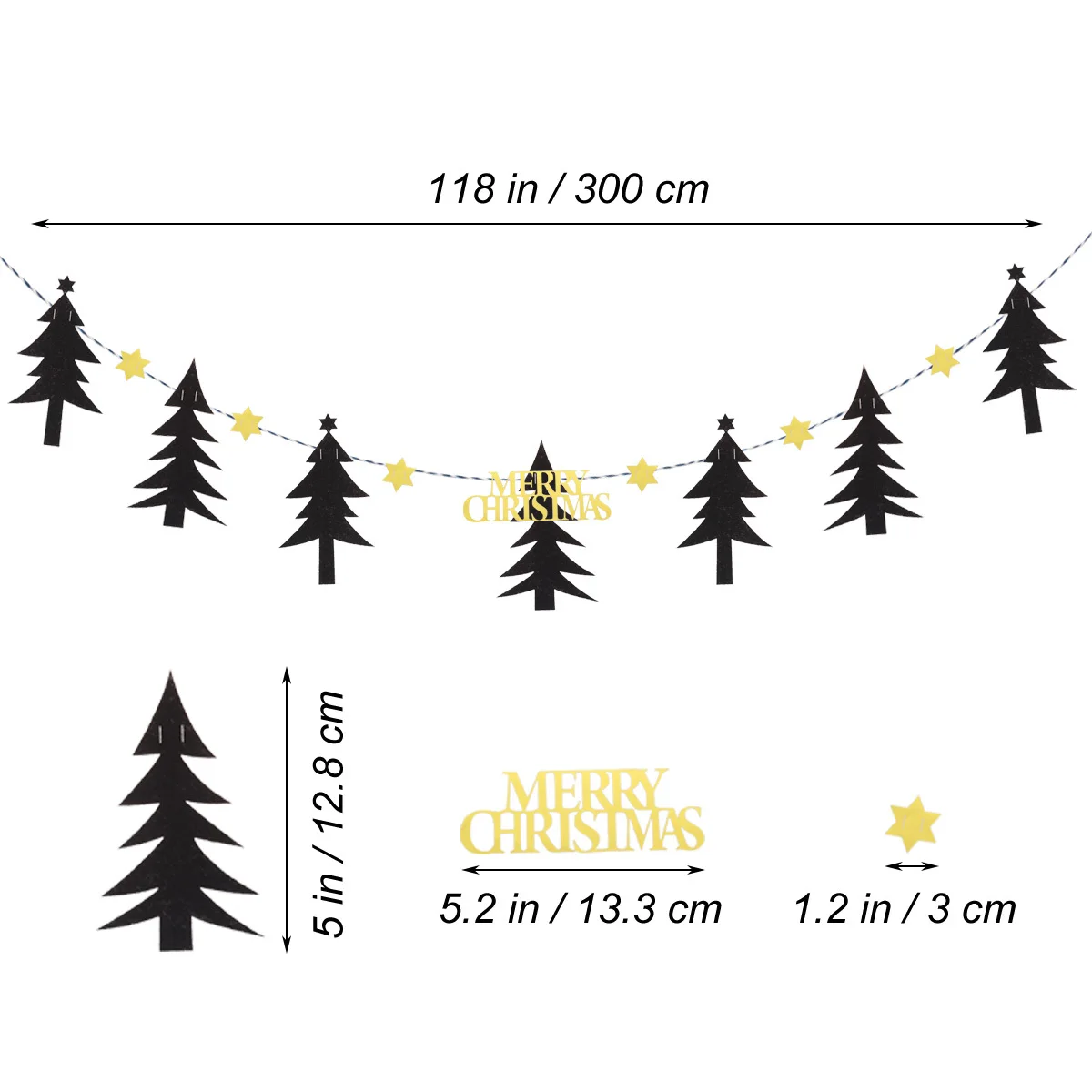 

3 Meters Diy Fabric Merry Christmas Letter Bunting Garland Pine Tree Glitter Stars Wall Hanging Decor For Party Wedding Holiday